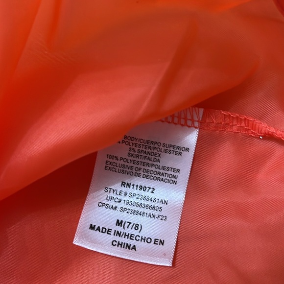 NWT DISNEY PRINCESS MOANA DRESS GIRLS SIZE M 7-8 CORAL SPARKLE TULLE PARTY PLAY - Picture 9 of 11